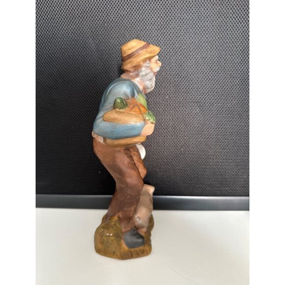 Vintage Farmer Figurine Holding Basket & Pig - Picture 4 of 9
